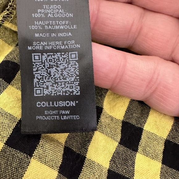 Asos Collusion Dress Size 0 Yellow Black Gingham Tiered Sleeveless Midi - Picture 13 of 14